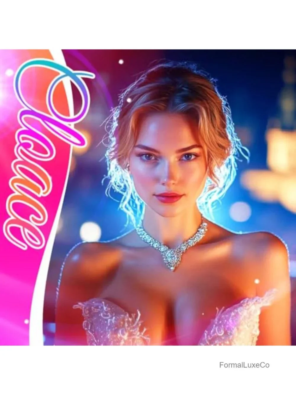 Rhinestone Choker Necklace Heart Pendant Crystal Prom Chain Jewelry for Women